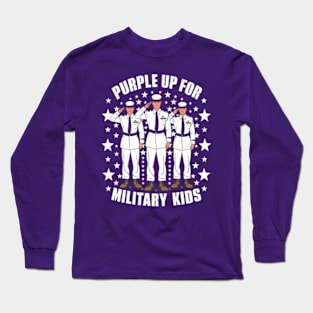 Purple Up for military kids white colors Long Sleeve T-Shirt